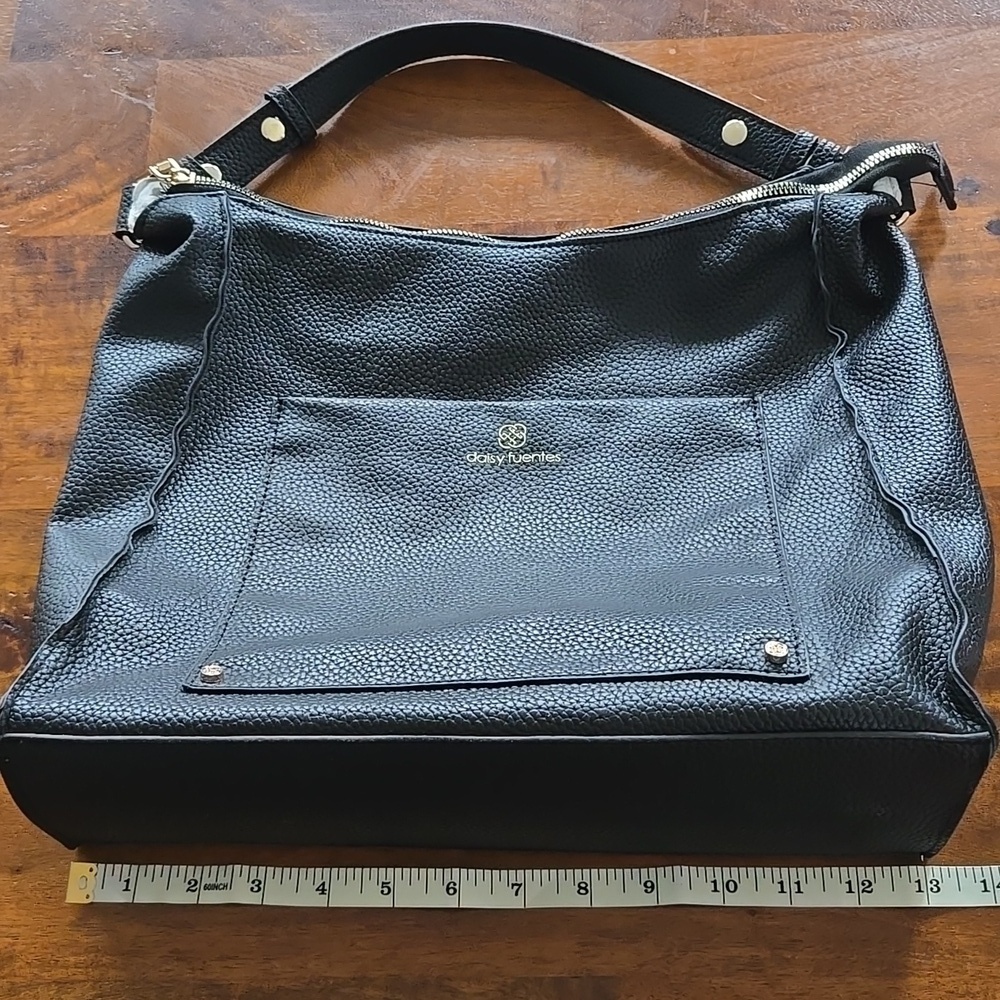 Daisy Fuentes Black Faux Leather Handbag Shoulder Bag - Picture 10 of 14